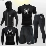 Men's Compression Sportswear Tights T-Shirt Mens Super Hero Clothes Thermal Underwear Men Running Sets Spider Print Clothing Man