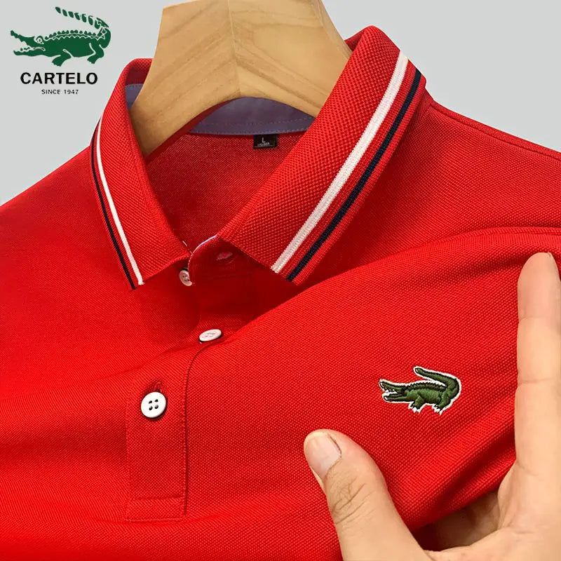 Men's Embroidery Brand Polo Shirt Spring/Summer High Quality High End Striped Edge Polo Neck Breathable Short Sleeve T-shirt Top