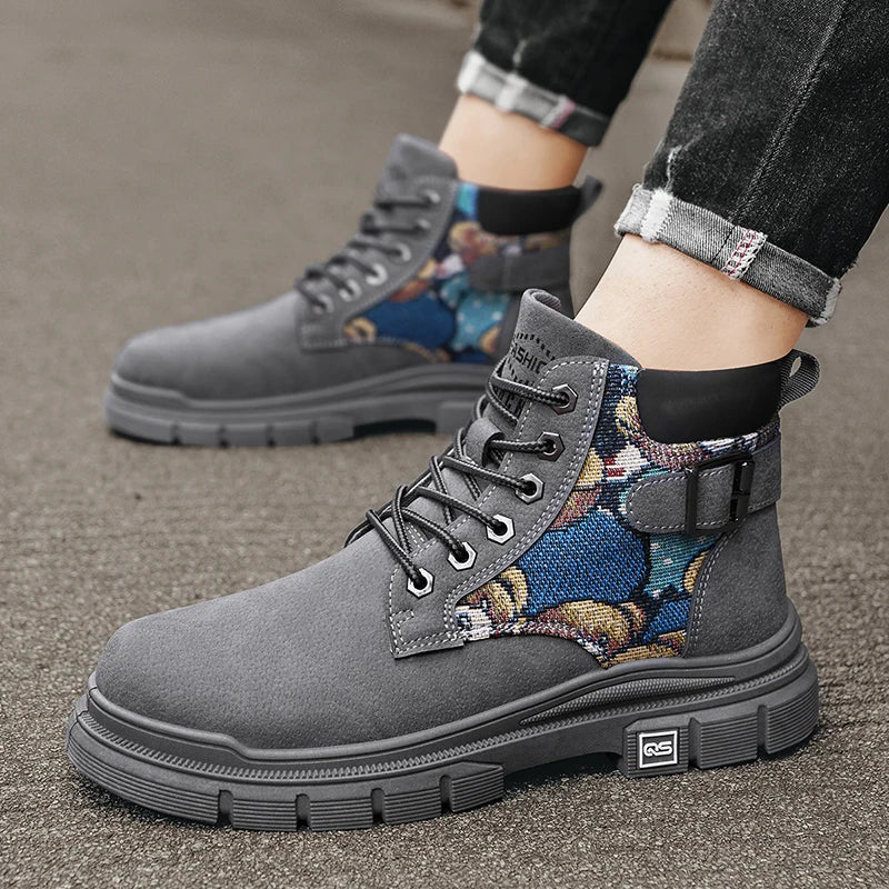 Men's Martin Boots Outdoor Work & Safety Shoes Classics Ankle Boots High Top Fashion Labor Protection Shoes Chinese Style