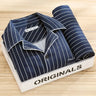 Men's Pajamas Autumn New Long Sleeved Pyjama Two Piece Korean Loose Striped Pijamas Suit Male Casual Sleepwear Sleep Clothes Set