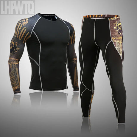 Men's Sports Suit MMA rashgard male Quick drying Sportswear Compression Clothing Fitness Training kit Thermal Underwear leggings