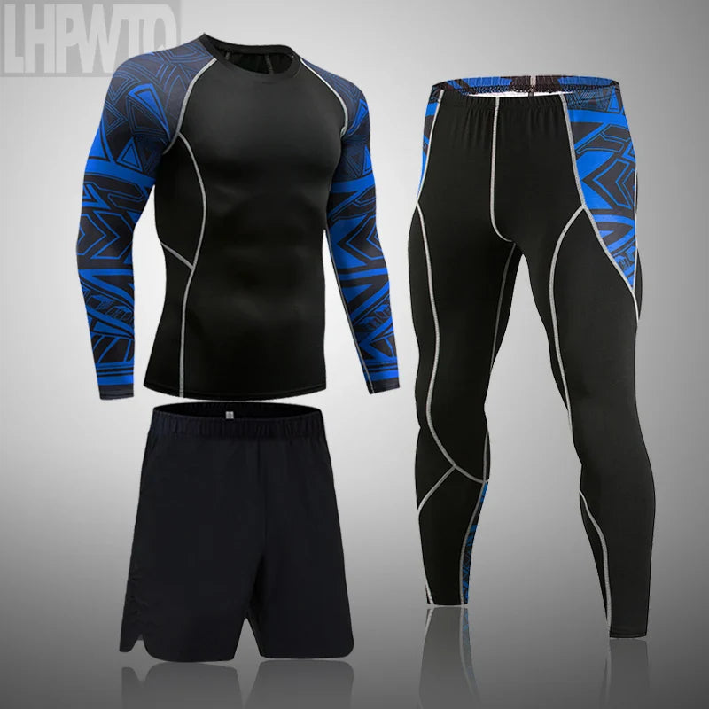 Men's Sports Suit MMA rashgard male Quick drying Sportswear Compression Clothing Fitness Training kit Thermal Underwear leggings