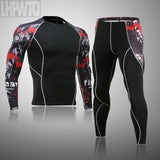 Men's Sports Suit MMA rashgard male Quick drying Sportswear Compression Clothing Fitness Training kit Thermal Underwear leggings