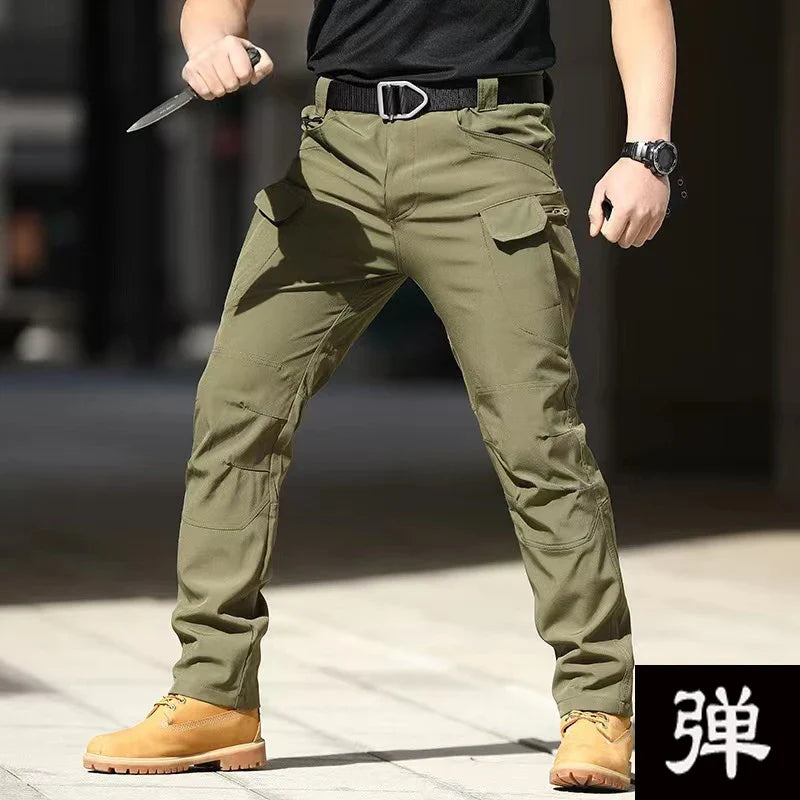 Men's Spring Fall Autumn Elastic Army Military Tactical Pants Camping Hiking Fishing Climbing Outdoor Trousers Quick Dry Sports