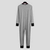 Men's Striped Pajamas O-Neck Long Sleeve Romper Home Wear Cozy Leisure Sleepwear S-3XL 2023