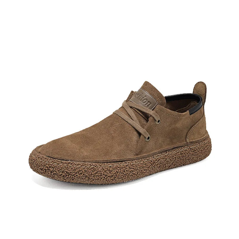 Men's Suede Genuine Leather Casual Shoes Lace-up Men Light Comfortable Driving Flats Mens Outdoor Oxfords Shoe