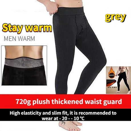 Men's Thermal Pants Stretch Leggings Alpaca Wool Winter Underwear Goods Cold Stretch Classic Plush Thick Cotton-padded Trousers