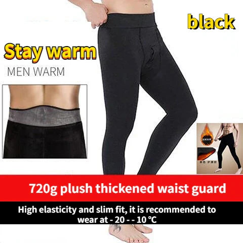 Men's Thermal Pants Stretch Leggings Alpaca Wool Winter Underwear Goods Cold Stretch Classic Plush Thick Cotton-padded Trousers