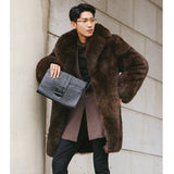 Men's fur coats mimic fox long trench coats mink skin warm casual jacket