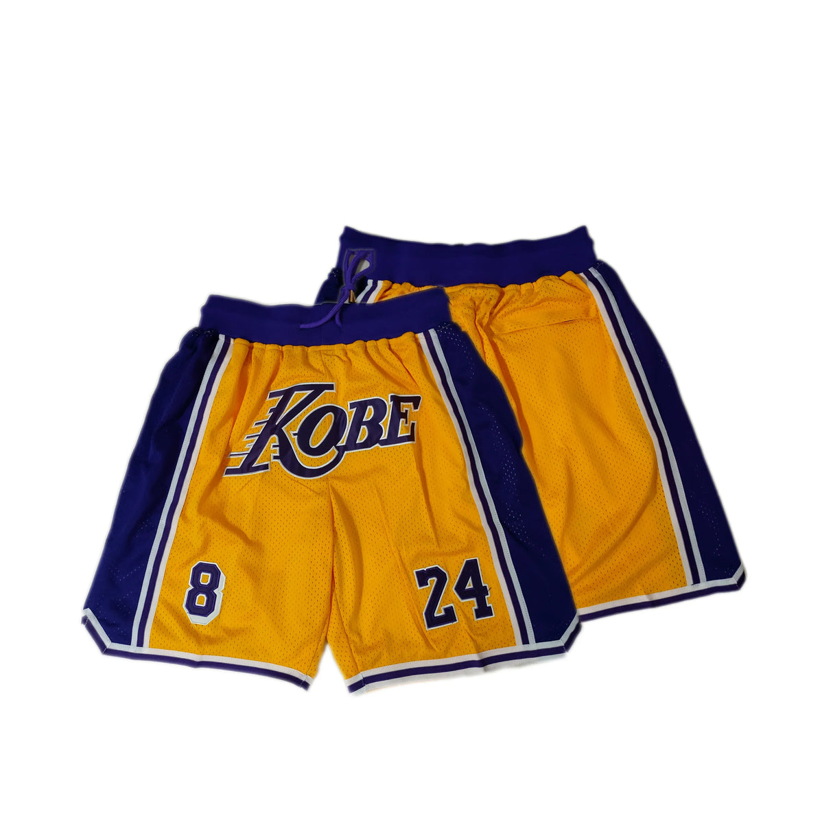 Mens 8 24 Legend Retro Yellow Basketball Shorts Embroidered with Pockets Suitable for Outdoor Sports