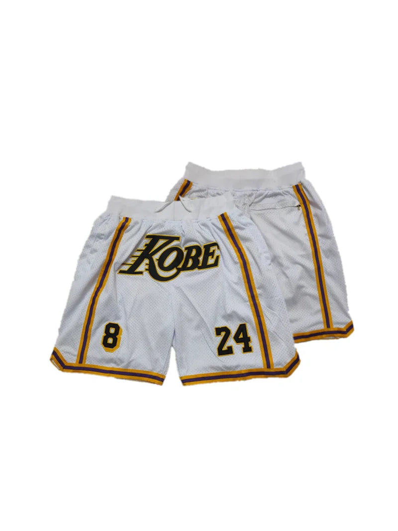 Mens 8 24 Legend Retro Yellow Basketball Shorts Embroidered with Pockets Suitable for Outdoor Sports