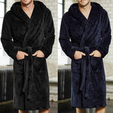 Mens Bathrobe Man Winter Warm Casual Flannel Robe Sleepwear Long Sleeve Plush Shawl Male Bath Robe Lounge Nightgown Home Clothes