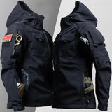 Mens Shark Skin Tactical Hooded Jackets Waterproof Fleece Soft Shell Multi-pockets Wear-resisting Jacket Outdoor Combat Coats