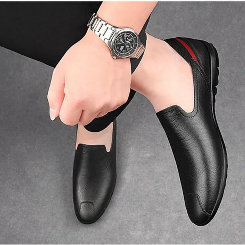 Mens Soft Driving Shoes Genuine Pu Leather Shoes For Men Sneakers Male Adult Handmade Slip On Flat Boat Shoes Man Footwear