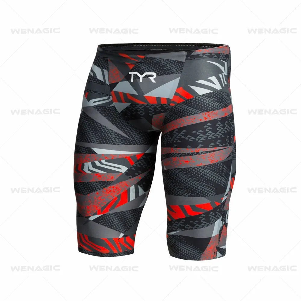 Mens Swim Trunks Lycra Pattern Beach Shorts Quick Dry Maritime Sports Swimming Pantalones Jammer Surfing Pants Safety Knickers