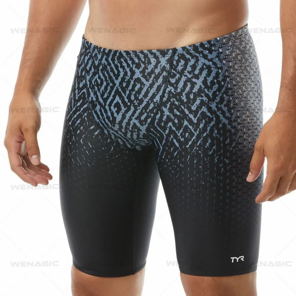 Mens Swim Trunks Lycra Pattern Beach Shorts Quick Dry Maritime Sports Swimming Pantalones Jammer Surfing Pants Safety Knickers