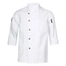 Mens Womens Stylish Chef Jacket Stand Collar Long Sleeve Cook Uniform with Pockets for Kitchen Restaurant Hotel Bakery Canteen