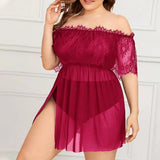 Mesh Hollow Plus Size Sexy Smock Dress For Women Clothing 2023 Oversized Skirt Lingerie Set Nightdress Female Underwear Sleepwea