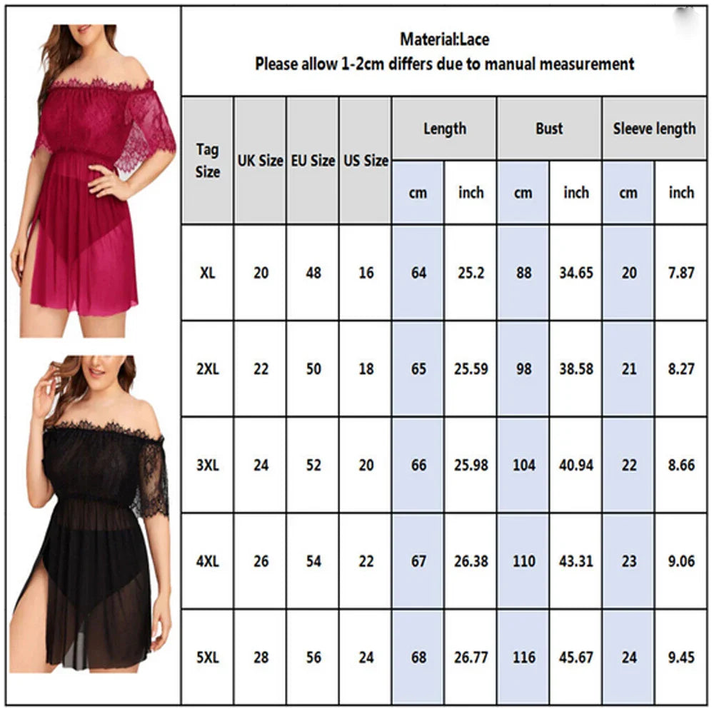 Mesh Hollow Plus Size Sexy Smock Dress For Women Clothing 2023 Oversized Skirt Lingerie Set Nightdress Female Underwear Sleepwea