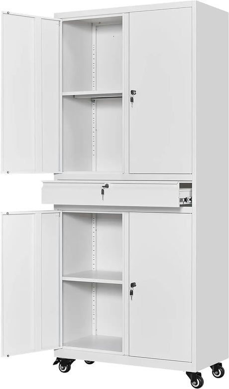 Metal Garage Storage Cabinet with Locking Doors and Adjustable Shelves, Steel Lockable File Cabinet,Locking Tool Cabinets