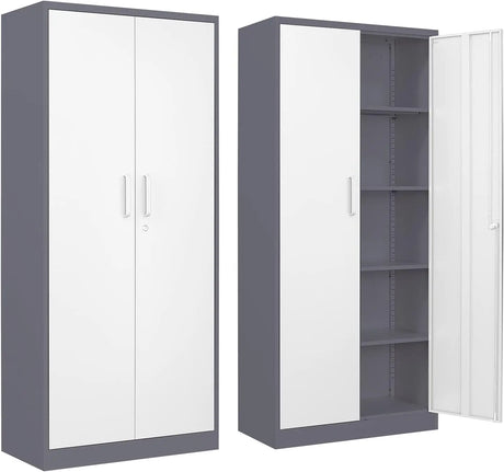 Metal Garage Storage Cabinet with Locking Doors and Adjustable Shelves, Steel Lockable File Cabinet,Locking Tool Cabinets