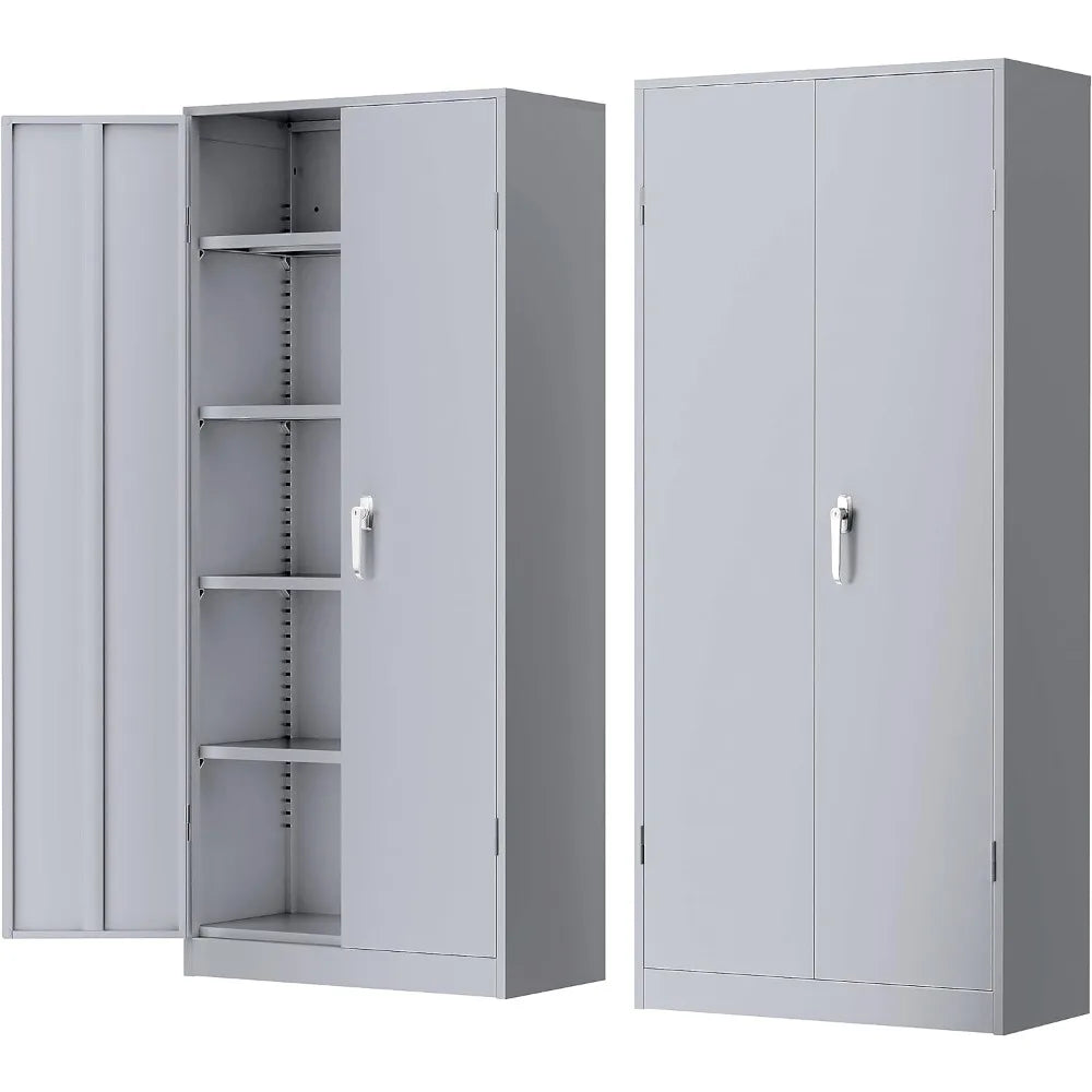 Metal Storage Cabinet, 72" Black Locking Storage Cabinets with Doors and 4 Shelves, Steel Lockable File Cabinet Metal Locker