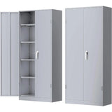 Metal Storage Cabinet, 72" Black Locking Storage Cabinets with Doors and 4 Shelves, Steel Lockable File Cabinet Metal Locker