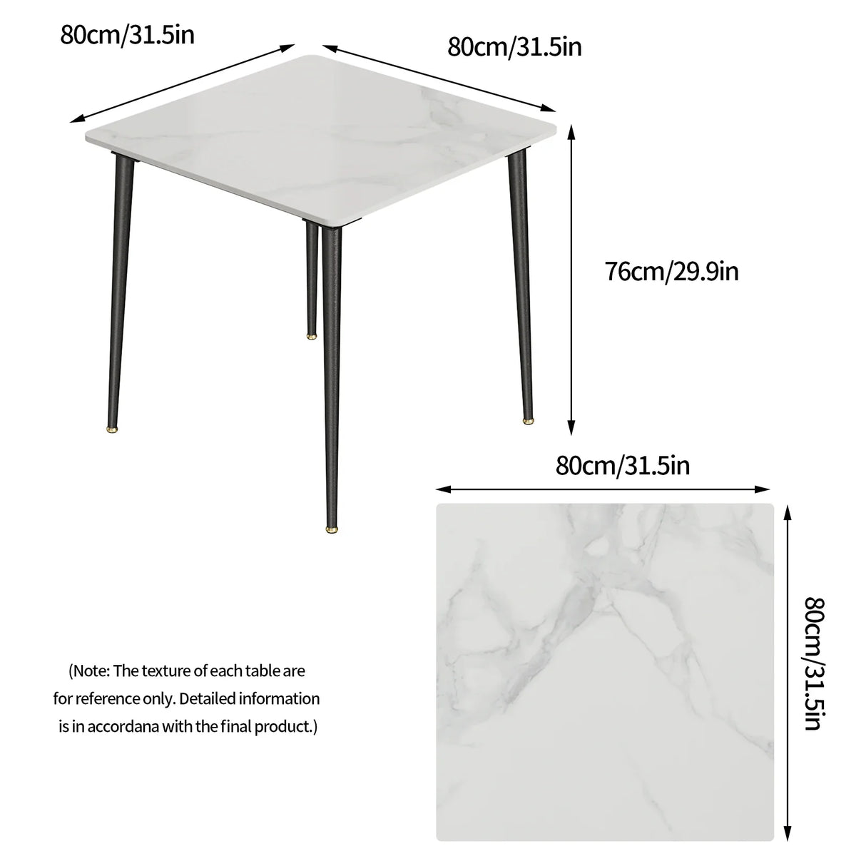 Mid-Century Slate Kitchen Dining Table with Sintered Stone Top and Metal Legs, Desk for Living Room, Dining Room