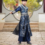 Middle Litter-aged Children's Spring Costume Brocade Satin Surface Chinese Traditional Knight-Errant Style Improved Child Hanfu