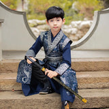 Middle Litter-aged Children's Spring Costume Brocade Satin Surface Chinese Traditional Knight-Errant Style Improved Child Hanfu