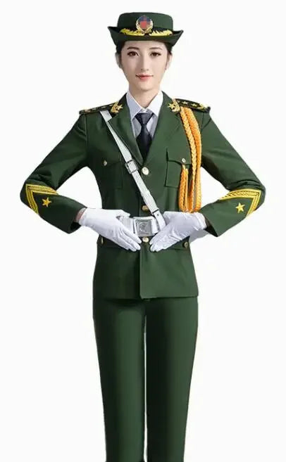 Military Chorus Outfit Jacket + Pants + Belt Flag Raiser Drum Guard Uniform China National troops Costume Army Orchestra Clothes