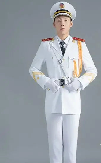 Military Chorus Outfit Jacket + Pants + Belt Flag Raiser Drum Guard Uniform China National troops Costume Army Orchestra Clothes