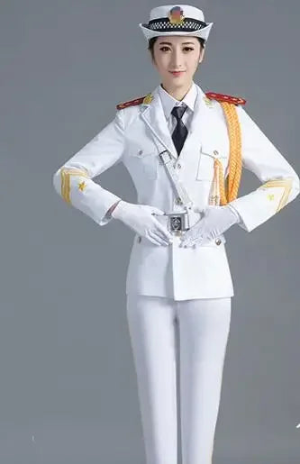 Military Chorus Outfit Jacket + Pants + Belt Flag Raiser Drum Guard Uniform China National troops Costume Army Orchestra Clothes