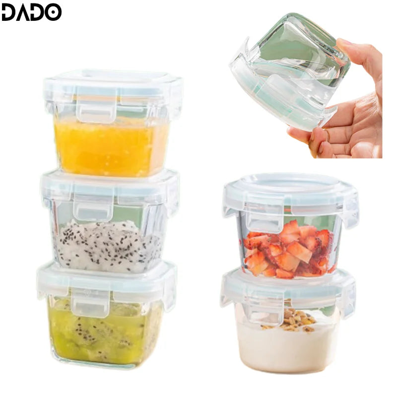 Mini Glass Baby Food Storage Jars Store Box Feeding Bottle Feeder with Lid Rack Reusable Small Container Set Snacks Kids Infants