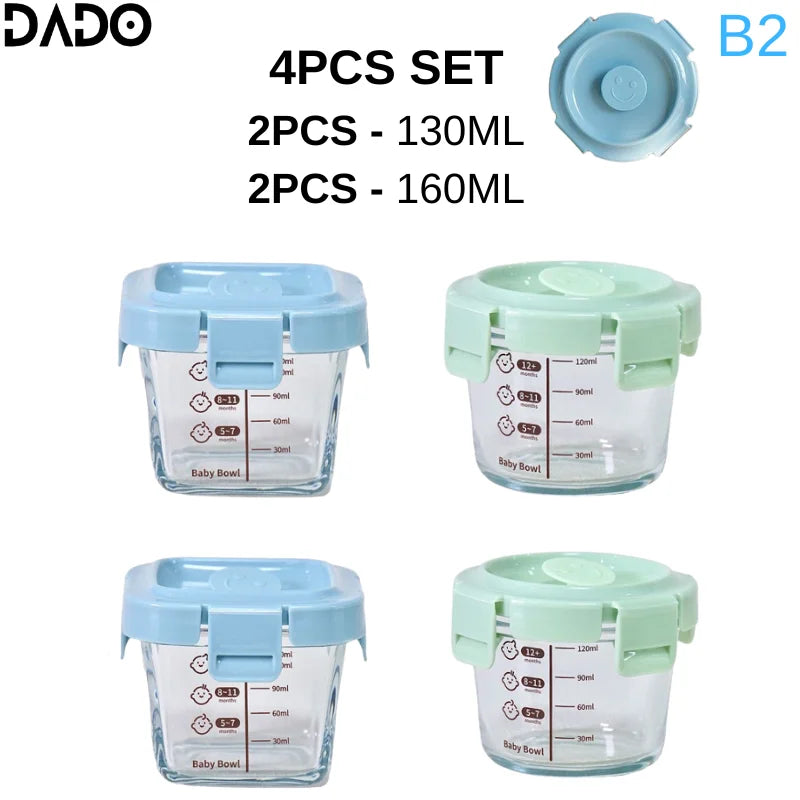 Mini Glass Baby Food Storage Jars Store Box Feeding Bottle Feeder with Lid Rack Reusable Small Container Set Snacks Kids Infants