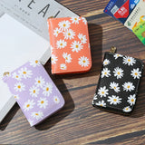 Mini Women’s Small Wallets Fashion Little Daisy Pattern Zipper Coin Purse Card Holder Brand PU Leather Women Purse Change Pouch