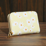 Mini Women’s Small Wallets Fashion Little Daisy Pattern Zipper Coin Purse Card Holder Brand PU Leather Women Purse Change Pouch