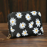 Mini Women’s Small Wallets Fashion Little Daisy Pattern Zipper Coin Purse Card Holder Brand PU Leather Women Purse Change Pouch