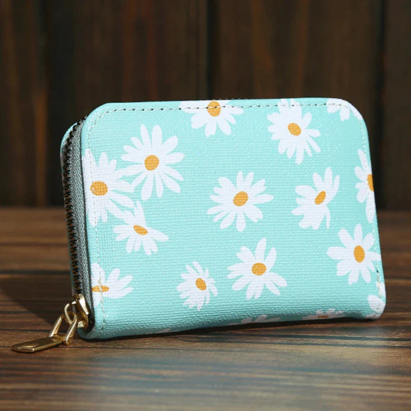 Mini Women’s Small Wallets Fashion Little Daisy Pattern Zipper Coin Purse Card Holder Brand PU Leather Women Purse Change Pouch