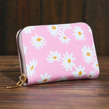 Mini Women’s Small Wallets Fashion Little Daisy Pattern Zipper Coin Purse Card Holder Brand PU Leather Women Purse Change Pouch