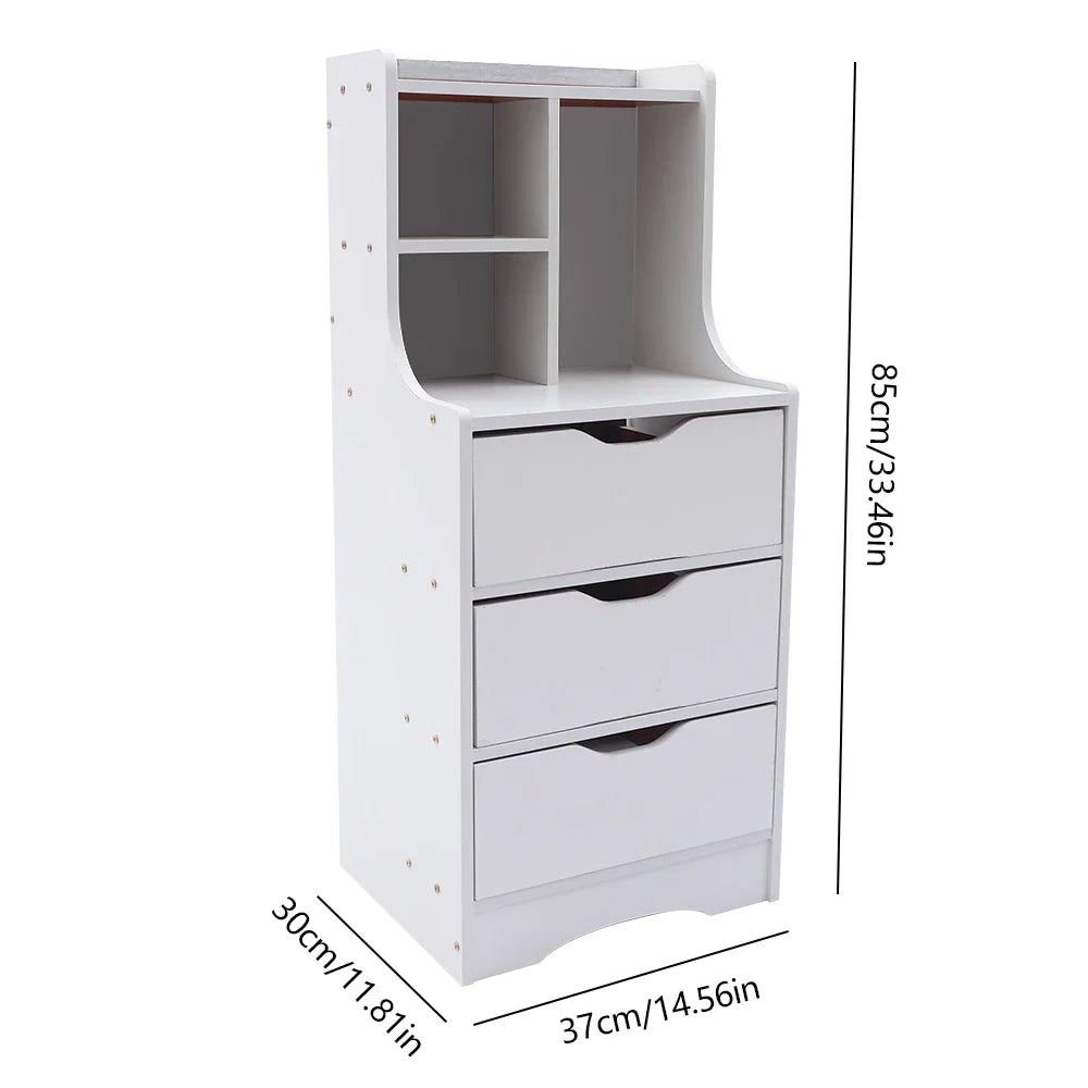 Modern Bedroom Storage Bedside Table White Dresser Organizer Nightstand Furniture with 3 Drawer