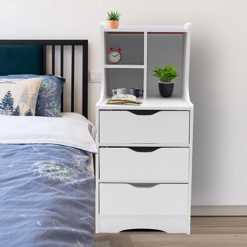 Modern Bedroom Storage Bedside Table White Dresser Organizer Nightstand Furniture with 3 Drawer