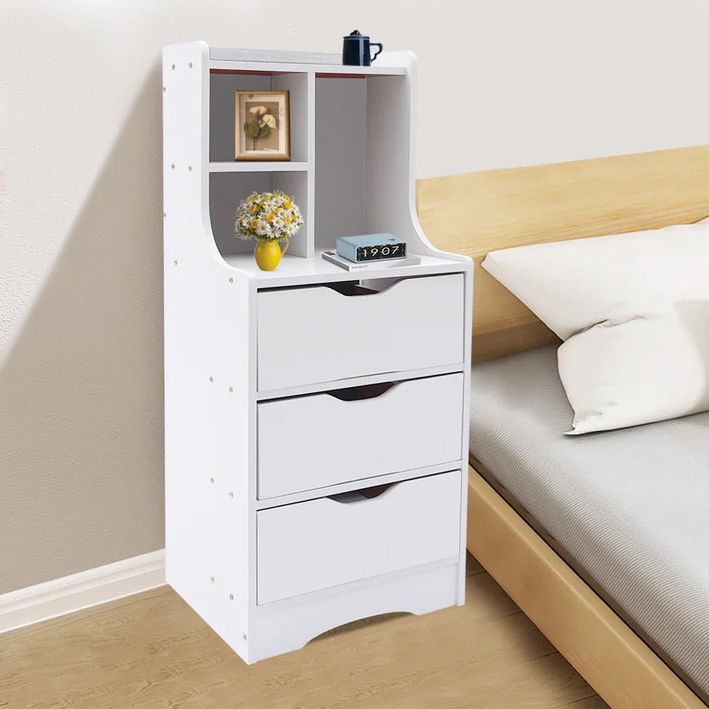 Modern Bedroom Storage Bedside Table White Dresser Organizer Nightstand Furniture with 3 Drawer