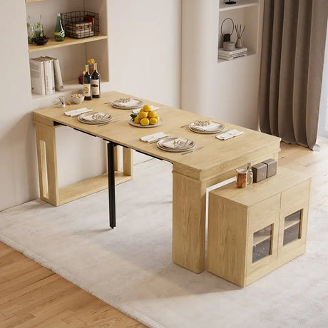 Modern Extendable Dining Table Rectangle Sideboard With Storage