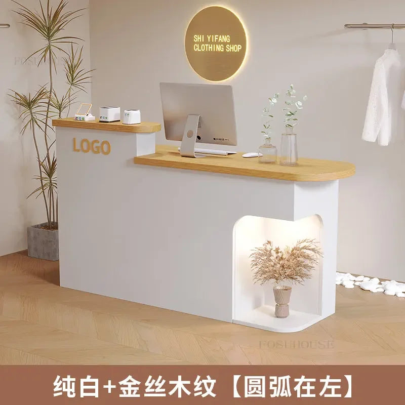 Modern Minimalist Reception Desks Clothing Store Beauty Shop Bar Counter Commercial Small Cash Register Counter Office Furniture