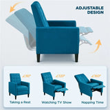 Modern Tufted Fabric Recliner Chair with Pocket Spring for Living Room Home Theater,Blue,Living Room Furniture,Chair Living Room