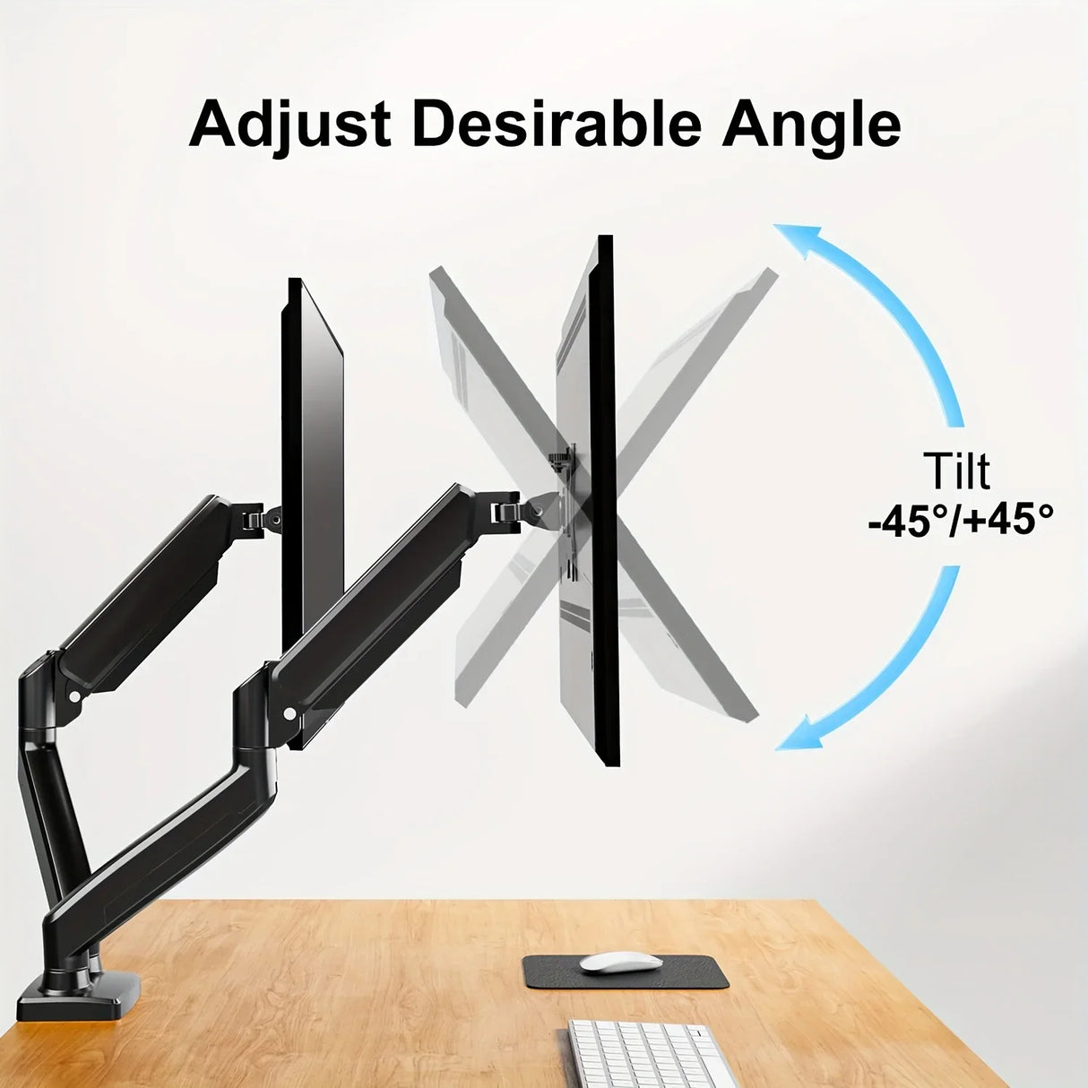 Monitor Stand for 13-32 inches Screens, Dual Monitor Mount Gas Spring, Dual Monitor Arm Full Motion Adjustable