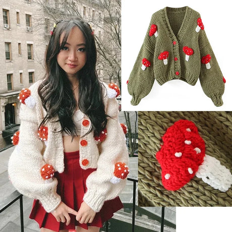 MosiMolly Cardigan Women Sweater Handmade Flower Sweater Cardigan Women Jumper Knitting Coats Outerwear 2021