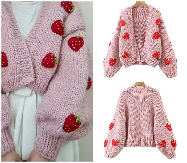 MosiMolly Cardigan Women Sweater Handmade Flower Sweater Cardigan Women Jumper Knitting Coats Outerwear 2021