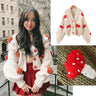 MosiMolly Cardigan Women Sweater Handmade Flower Sweater Cardigan Women Jumper Knitting Coats Outerwear 2021